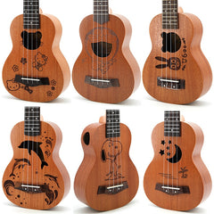 21 inch 15 Frets Mahogany Soprano Cartoon Ukulele Guitar