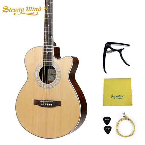 40 Inch Acoustic Guitar Fir Body Closed Knob Bass 6 Steel Strings Gitar