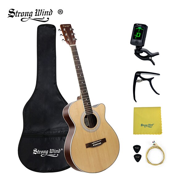 40 Inch Acoustic Guitar Fir Body Closed Knob Bass 6 Steel Strings Gitar