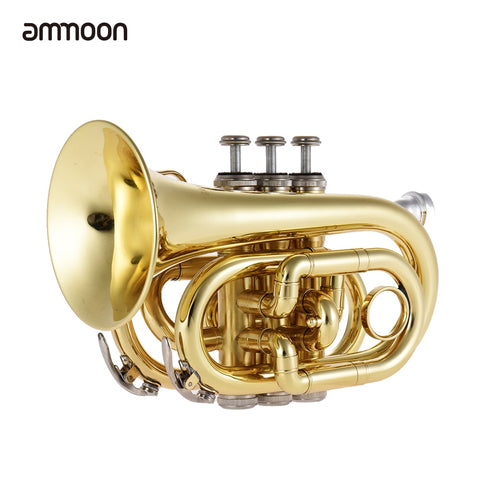 ammoon Mini Pocket Trumpet Bb Flat Brass Wind Instrument