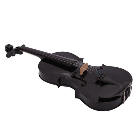 SYDS 4/4 Full Size Acoustic Violin Fiddle Black with Case Bow Rosin