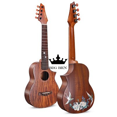 Limited Edition 26-inch color shell flower and bird pattern 18 frets Acacia all solid wood light guitar