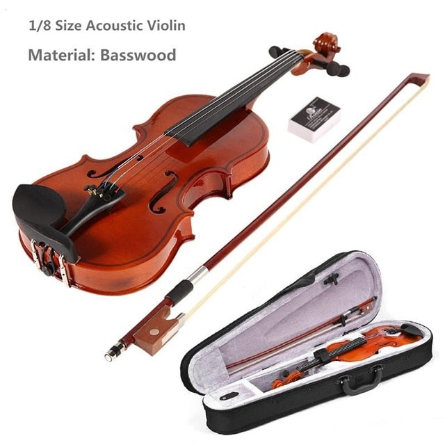 Matte Solid Wood Violin 1/8 Size Gloss Natural Acoustic Violin nt
